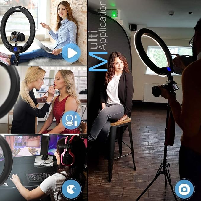 19 inch Ring Light with Remote Controller and Stand iPad Holder, 60W Bi-Color - Image 6