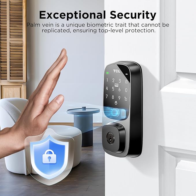 TCL D1 Pro Palm Vein Smart Lock, Keyless Entry Door Lock, Upgraded Rechargeable - Image 7