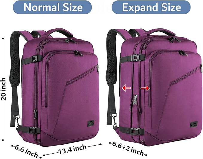 MATEIN Large Purple Travel Backpack, Water Resistant Airplane Backpack - Image 5