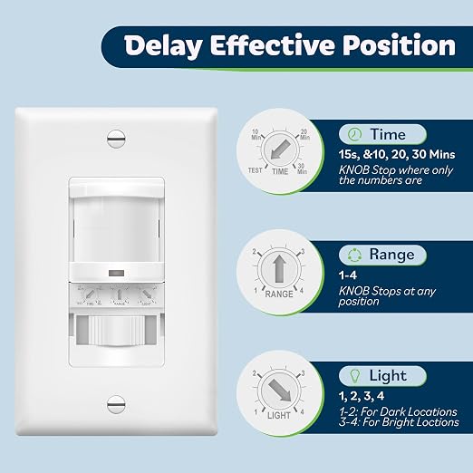 TOPGREENER Occupancy/Vacancy PIR Motion Sensor Light Switch, Learning Function - Image 4