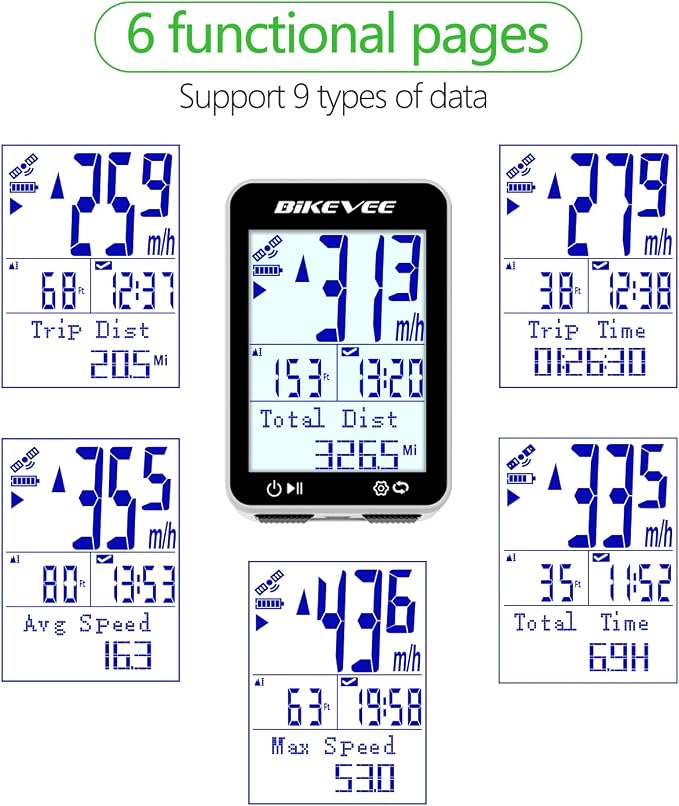 GPS Bike Computer Wireless Bicycle Speedometer Odometer 9 Languages Auto - Image 2