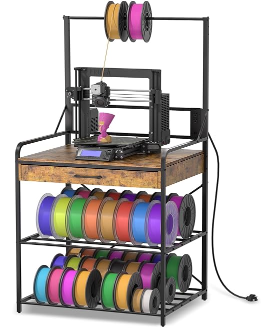 3D Printer Stand with Power Hub and Top Storage Shelf – Heavy Duty X-Bracket by Anrigeail