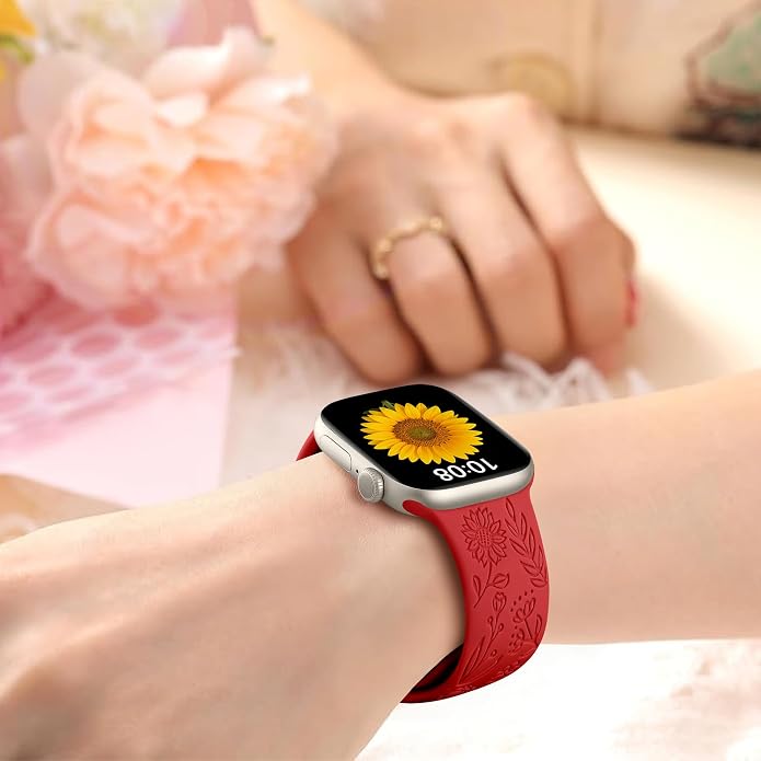 SNBLK 6 Pack Floral Engraved Bands Compatible - Image 6