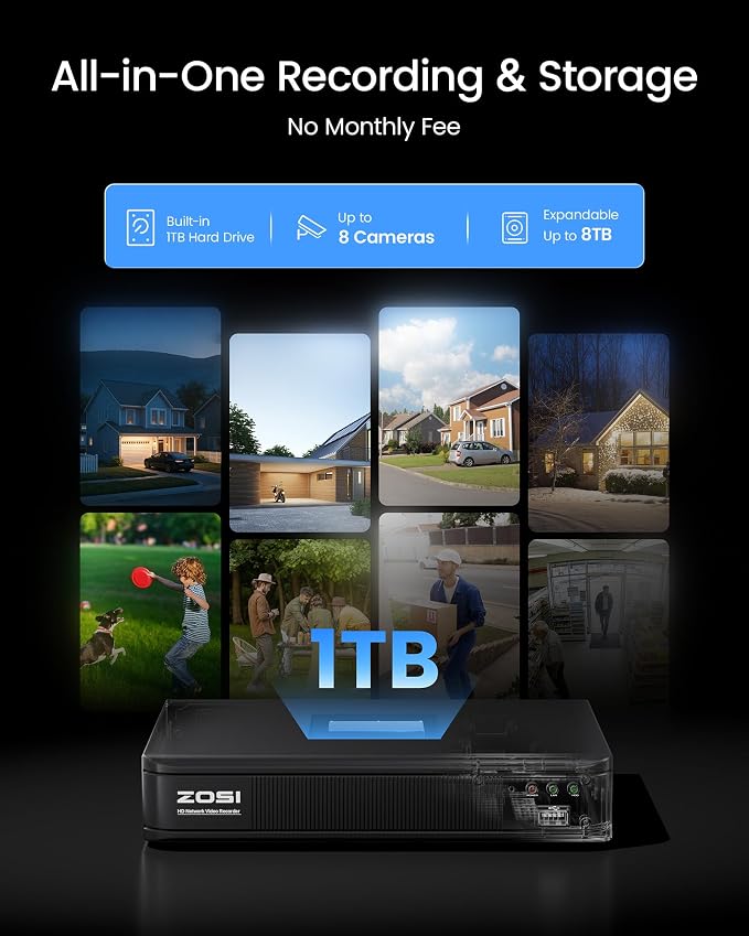 ZOSI 5MP Lite 8 Channel H.265+ Home Security Camera System, 8CH 5MP - Image 5