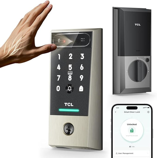 TCL D2 Pro Smart Lock with Palm Vein Recognition, Keyless Entry Door Lock by TCL