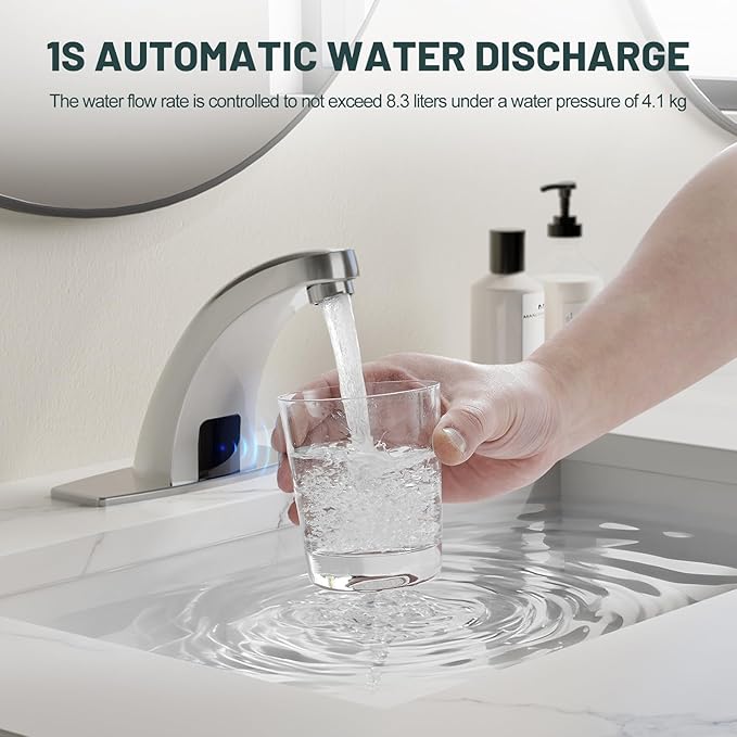 Touchless Bathroom Sink Faucets, Brushed Nickel - Image 5