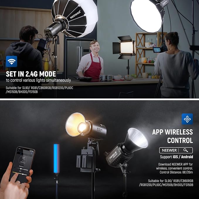 NEEWER MS150B 130W Bi Color LED Video Light, Mini COB Portable Photography - Image 8