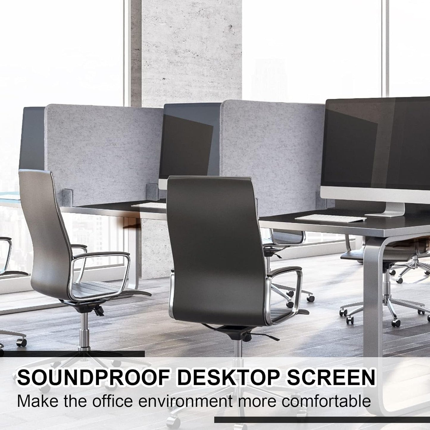 4 Pack Acoustic Desk Divider Desk Partition - Freestanding Privacy Panel 16 x 24 Inches Noise Reducing Partition for Office Table Standing Student Study Reception Area(Silver Gray)