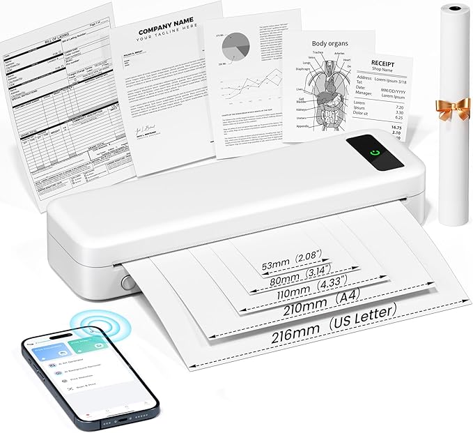 Portable Thermal Printer, A285M Bluetooth Portable Printers Wireless by TATTMUSE