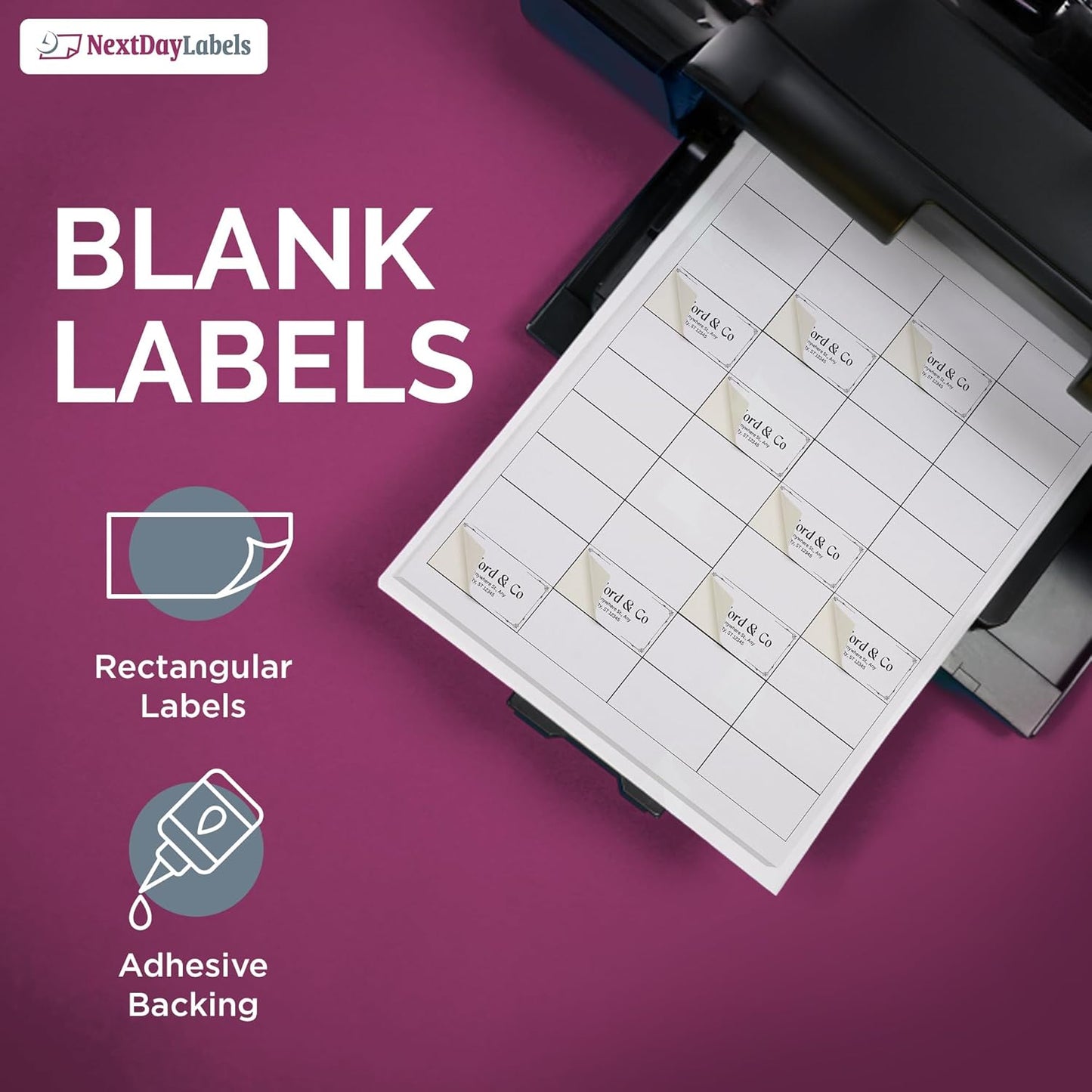 NextDayLabels – 2" x 1" Rectangular Sticker Labels for Printer - White Laser/Inkjet Printer Labels Return Address Labels Shipping Label Stickers (25 Sheets, 40 Per Sheet, 1000 Labels)