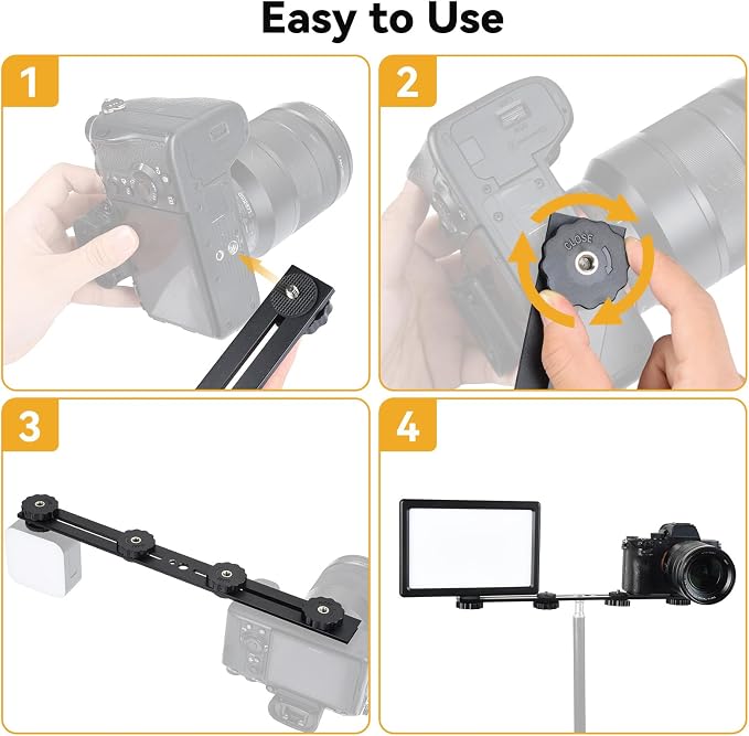 UTEBIT 13 inch Flash Bracket, Long Dual Camera Mount Flash Bracket Extension Bar - Image 6