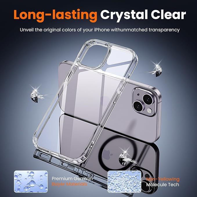 toushion 3 in 1 for iPhone 14 Case Clear, Screen Protector *1 & Camera Lens - Image 4