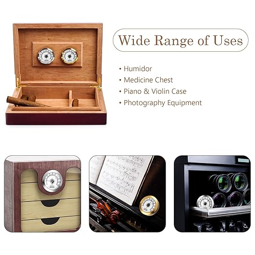 Frienda 2 Pcs Hydrometer 2 Inch Humidity Meter Cigar Humidor Hygrometers Round - Image 5