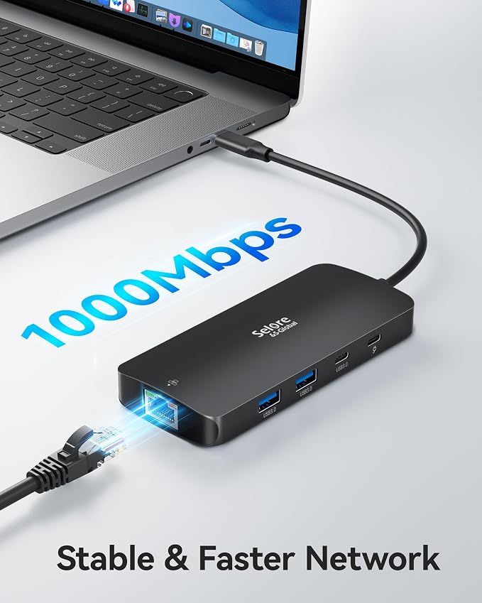 USB C Docking Station Dual Monitor, Selore Docking Station 3 Monitors Triple 4K - Image 5