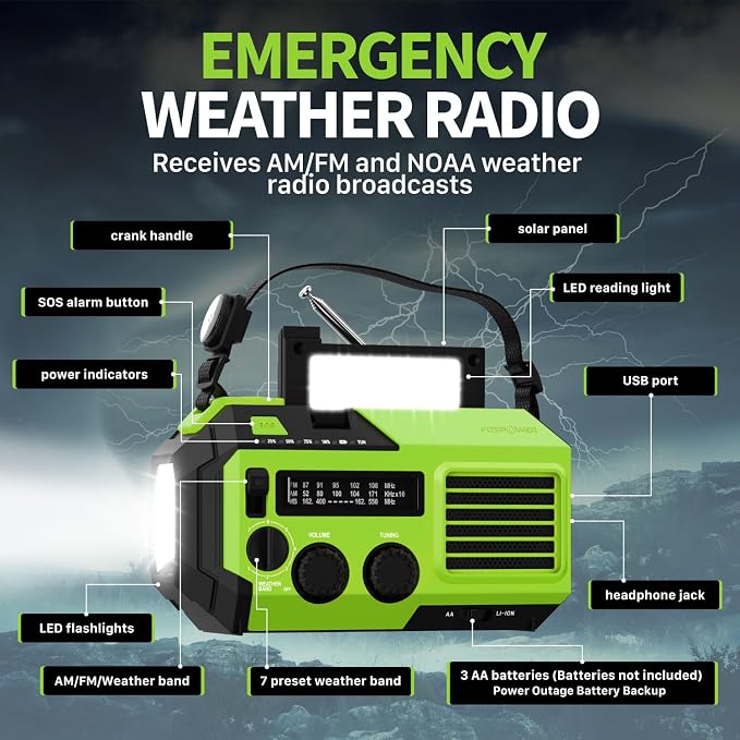 FosPower NOAA Emergency Weather Radio A6 19240mWh Portable Power Bank, - Image 2