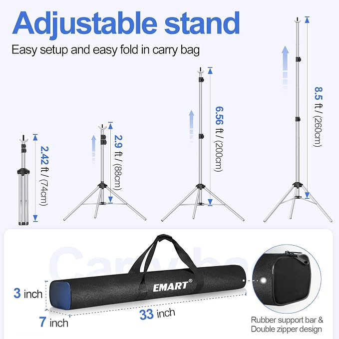 EMART Backdrop Stand 10x8.5ft Photo Studio Adjustable Background Stand Support - Image 4