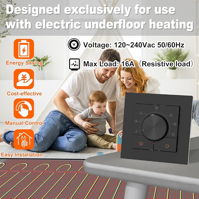 HEATIT Thermostat for Floor Heating, Manual Non-Programmable Electric Floor - Image 3
