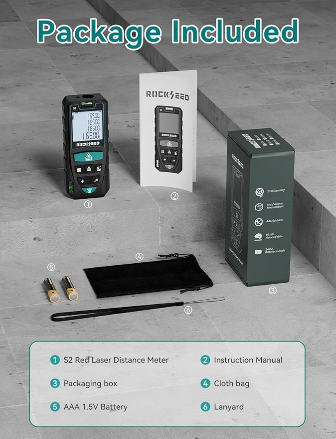 Laser Measure 50M/165ft, RockSeed Digital Laser Distance Meter - Image 8