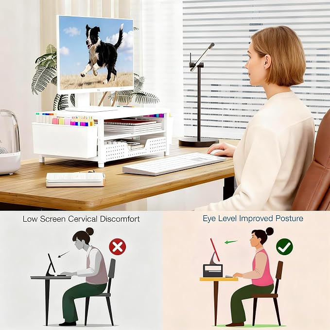 OPNICE Desk Organizers and Accessories, 2-Tier Computer Monitor Stand Riser - Image 7