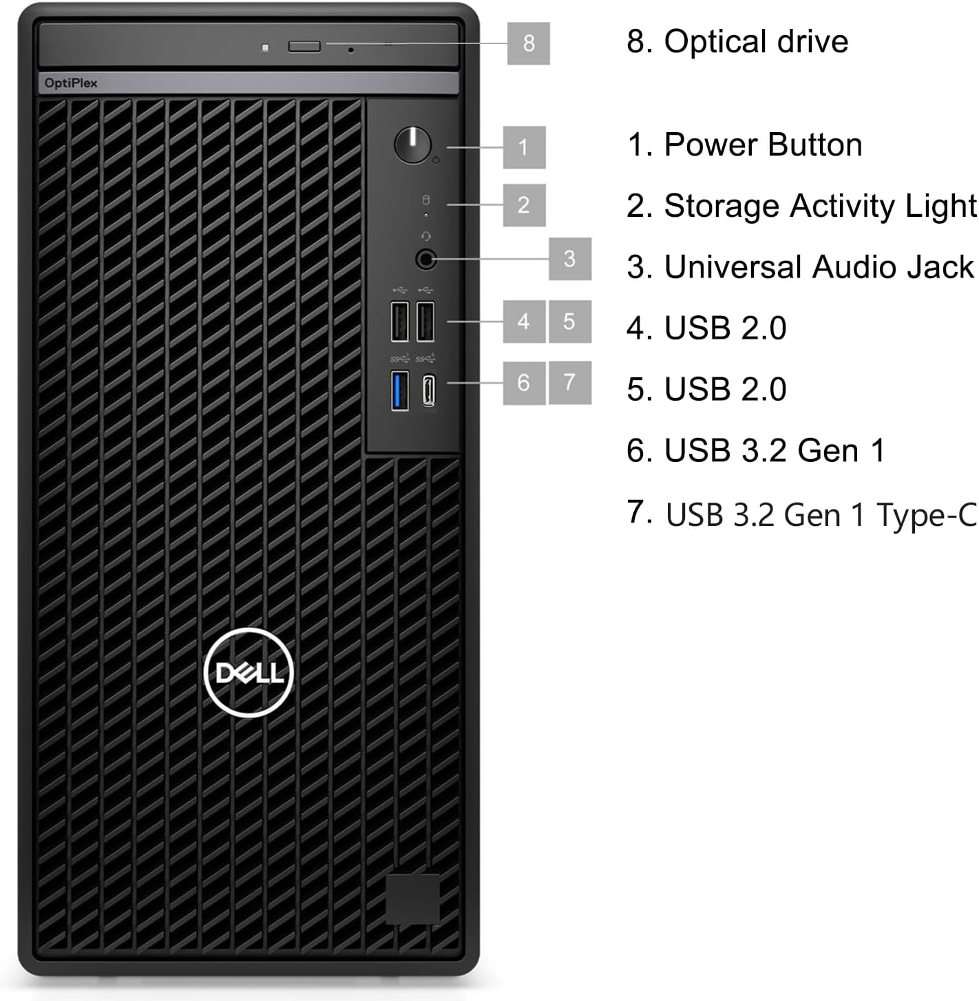 Dell OptiPlex Desktop Computer, 7020 Tower Dekstop PC, 12th Gen Intel 4-Core Processor (Beats Core i7-9700), 32GB DDR5 RAM, 1TB PCIe SSD, DVDRW, WiFi Adapter, RJ-45, Keyboard & Mouse, Windows 11 Pro