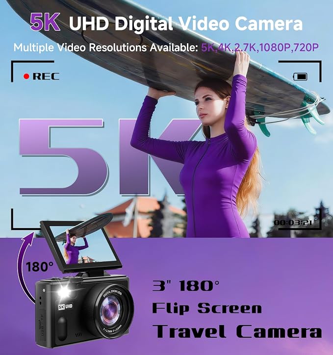 5K Digital Camera for Photography, 80MP Digital Camera - Image 3