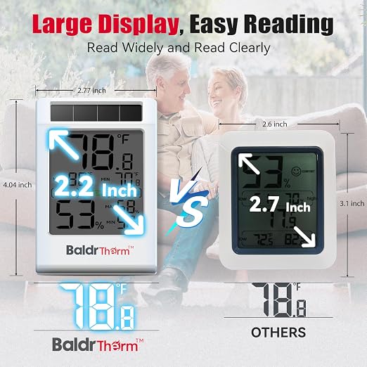 BaldrTherm Room Thermometer Indoor Humidity Meter Solar Powered - Image 7