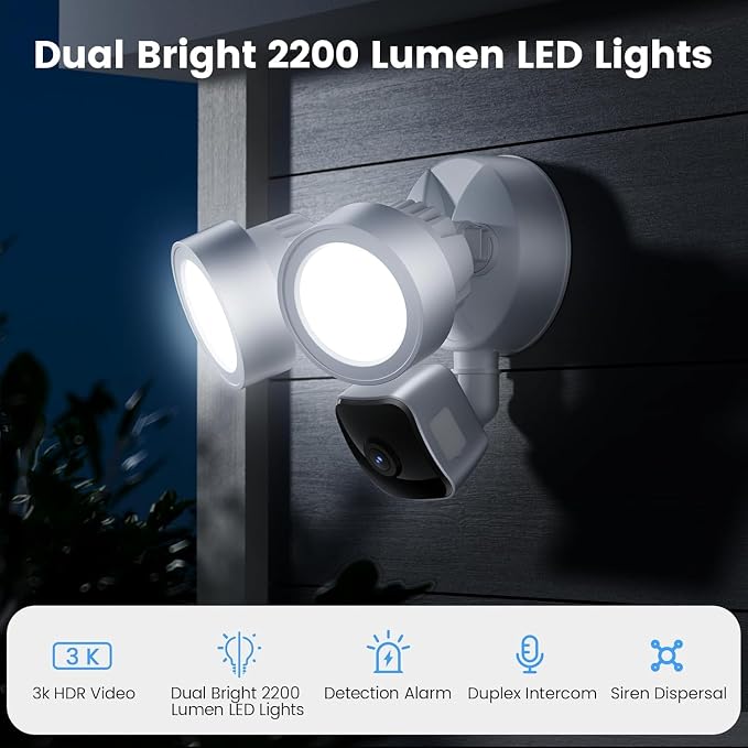 Floodlight Camera Wired, 3K UHD Outdoor Security Camera - Image 2