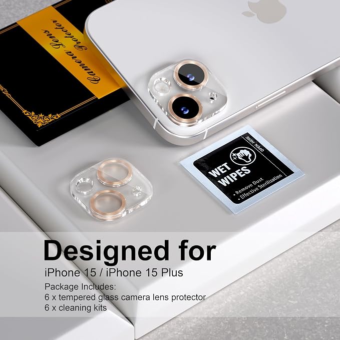 for 6 Pack iPhone 15 / iPhone 15 Plus Camera Lens Protector 9H Tempered Glass - Image 2