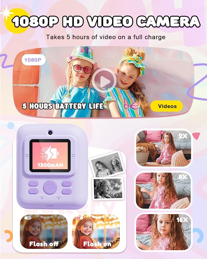 Kids Camera Instant Print, Upgrade Dual-Lens Selfie Digital Camera - Image 4
