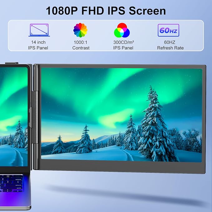 Laptop Screen Extender, Ultra-Thin 0.17" & 1.3lbs Lightweight, Plug & Play Dual - Image 4