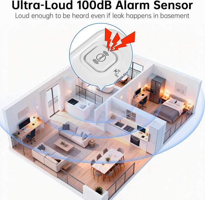 100dB Water Sensor Alarm Water Leak Detector, - Image 7