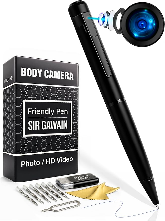 SIRGAWAIN Premium Body Camera Pen — Full HD 1080p Video & Photos, Motion by SIRGAWAIN