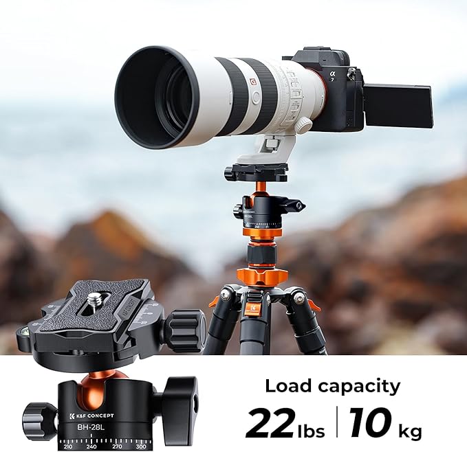 K&F CONCEPT 68" Carbon Fiber Camera Tripod, Compact Tripods - Image 5