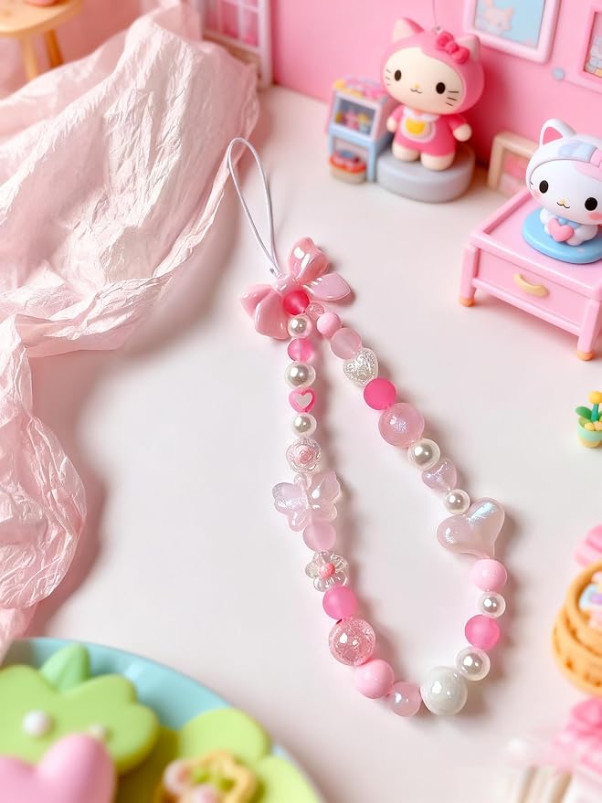 2 Pcs Phone Charm Strap Hand for iPhone Wrist Strap Camera Lanyard Pearl Beaded - Image 5
