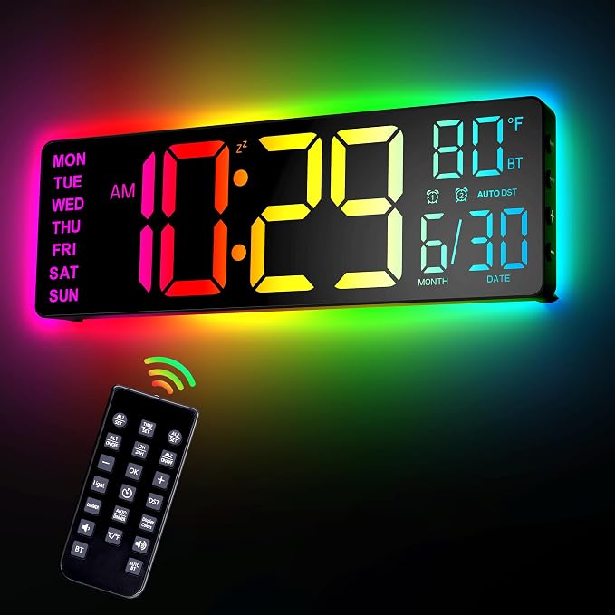 EASYERA 12" Digital Wall Clock for Classroom Livingroom Game Home Decor by EASYERA