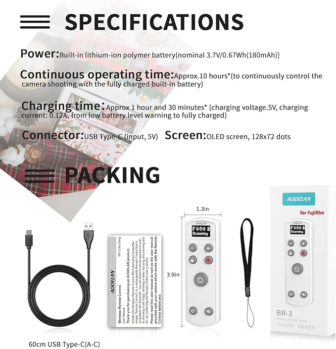 Remote Control for Fujifilm Camera, USB-C Rechargeable Wireless Shutter Release - Image 9