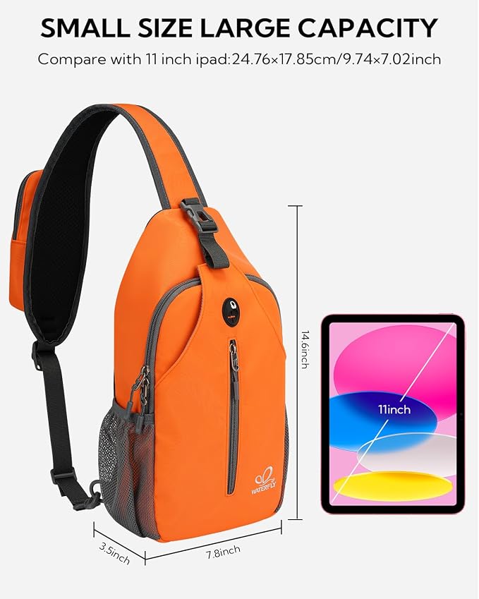 WATERFLY Crossbody Sling Backpack Sling Bag Travel Hiking Chest Bag Daypack - Image 2