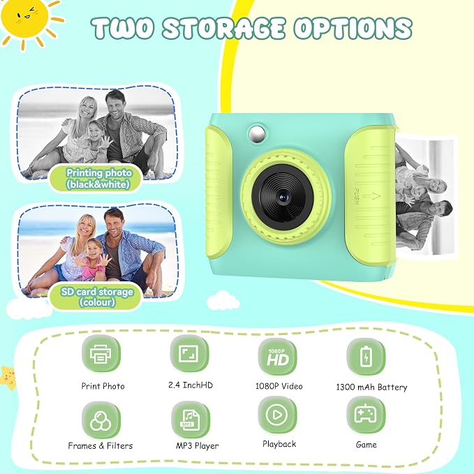 Instant Print Camera for Kids, 2.4 Inch Screen Kids Instant Cameras, Christmas - Image 2