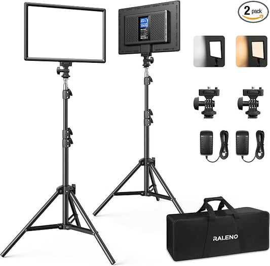 RALENO 13" Edge-Lit LED Video Light Panel Kit, Bi-Color 2500K-6500K Soft Studio by RaLeno