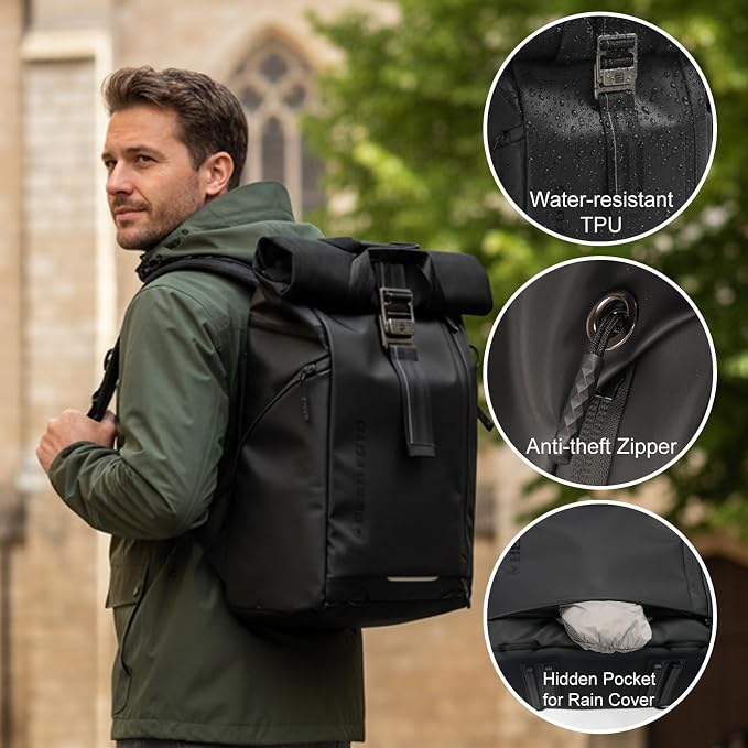 Besnfoto Waterproof Camera Backpack, Rolltop Photography Bag - Image 3
