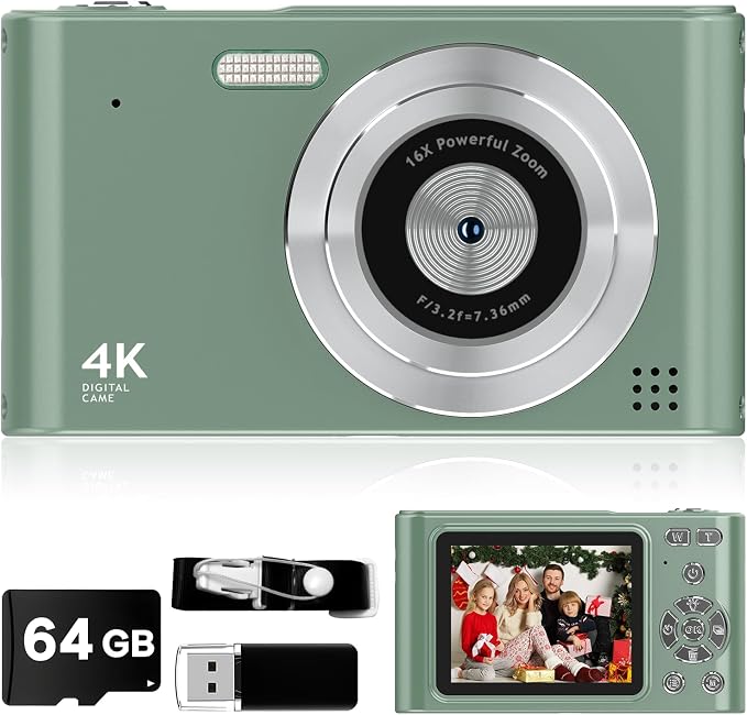Digital Camera - 1080P Vlog Camera, 44MP Compact, 16X Zoom, Anti-Shake by VYNCS