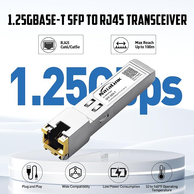 2 Pack 1.25G SFP to RJ45 Transceiver, 1000Base-T SFP Module, 1.25Gb Copper SFP - Image 2