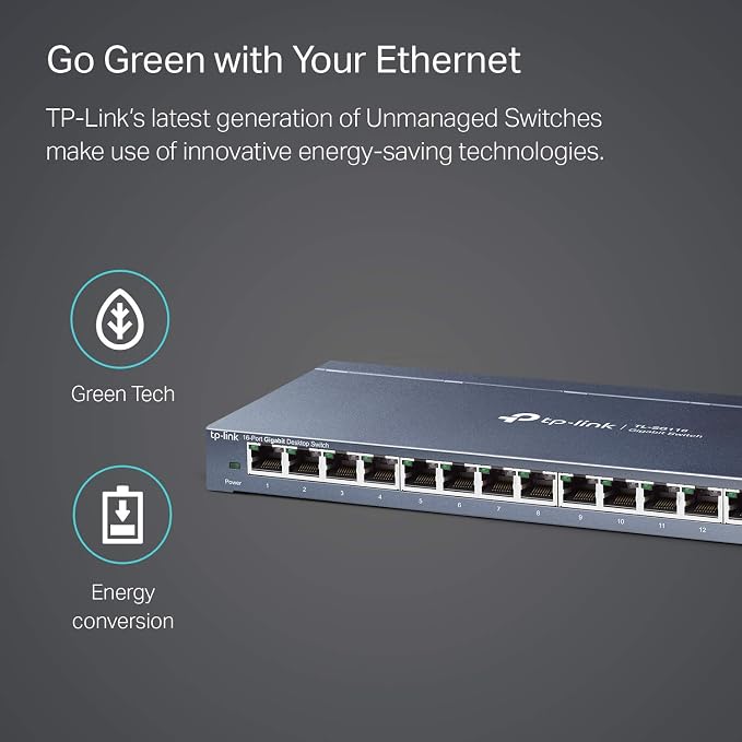 TP-Link 16 Port Gigabit Ethernet Network Switch, Desktop/ Wall-Mount, Sturdy - Image 4