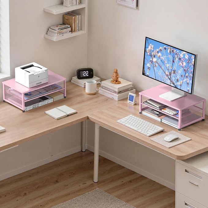 ECOLOVI 2-Tier Computer Monitor Stand Riser, Desk Organizer - Image 3