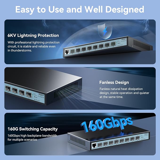SODOLA 8 Port 10G L3 Managed Switch, 8X10G SFP+ Interface, Link - Image 7