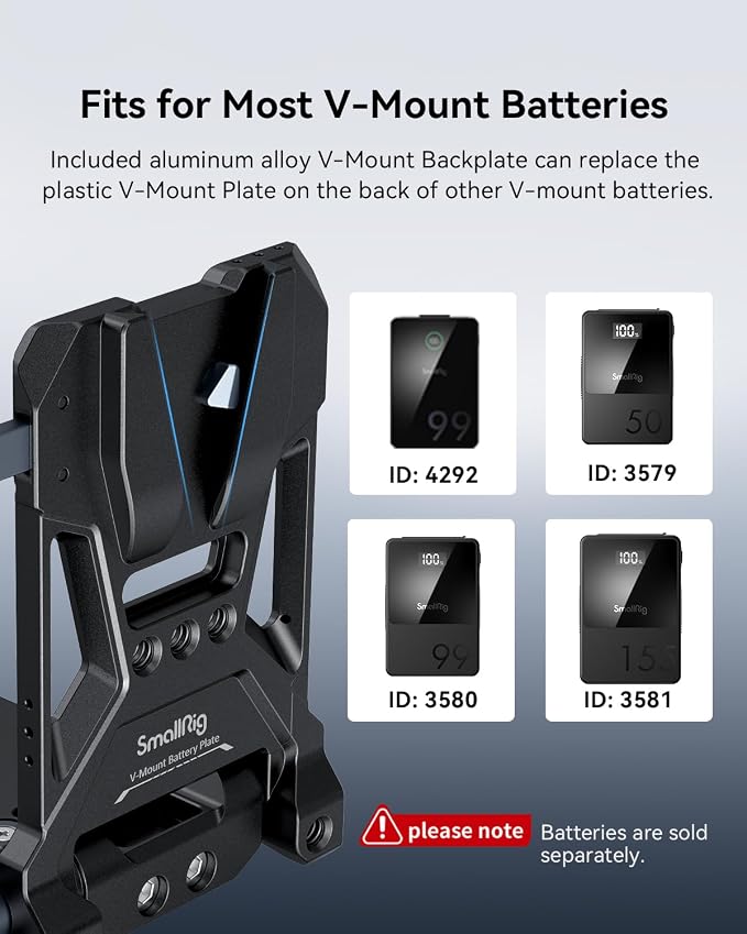 SMALLRIG Foldable V Mount Battery Plate w/QR Plate - Image 6