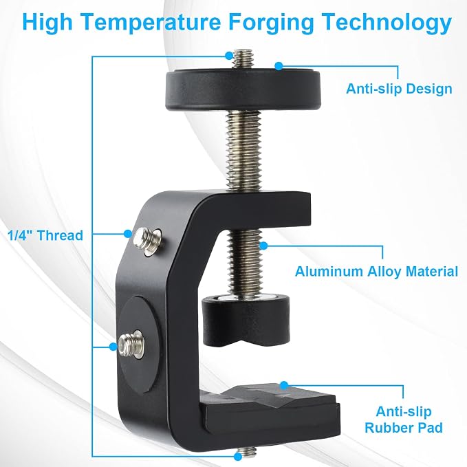 UTEBIT Super Clamp Mount with Mini Ball Head Mount, 1/4 Screw Hot Shoe Adapter - Image 3