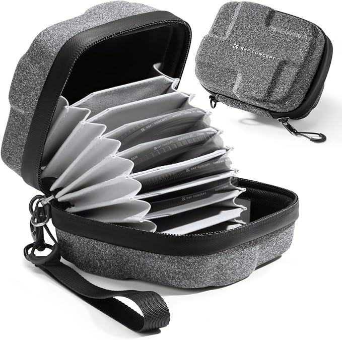 K&F CONCEPT 10 in 1 Lens Filter Case, Hard Shell Camera Filter Pouch Up to 95mm by KFCONCEPT