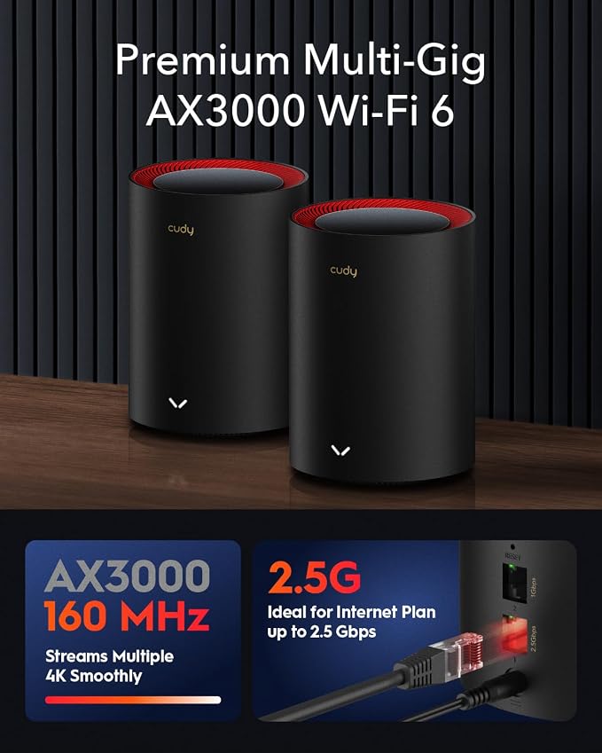 Cudy AX3000 Wi-Fi 6 2.5G Mesh System, Covers up to 4800 Sq.Ft., Replaces - Image 2