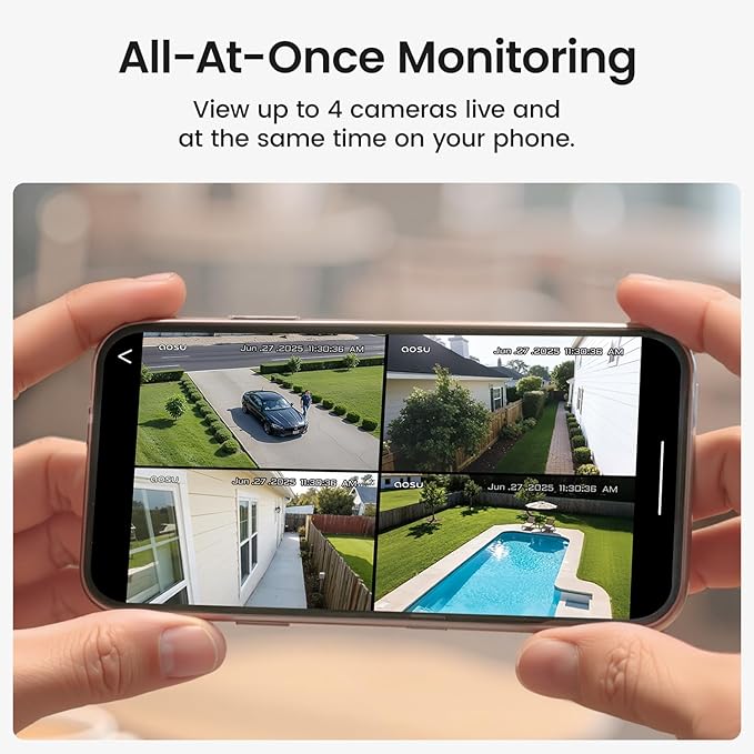 aosu Security Cameras Outdoor Wireless, 4 Cam-Kit, No Subscription Required - Image 3